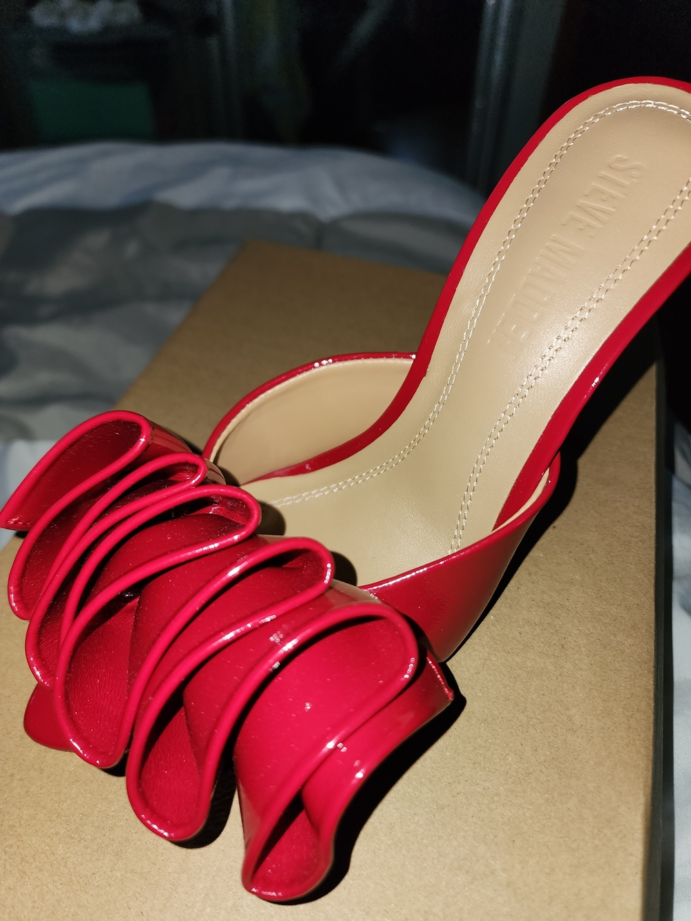 Finity Red Ruffle Slide Mule